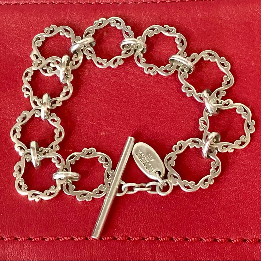LOIS HILL Gently Undulating Cut Out Sterling Silver Linked Circles Bracelet NWOT